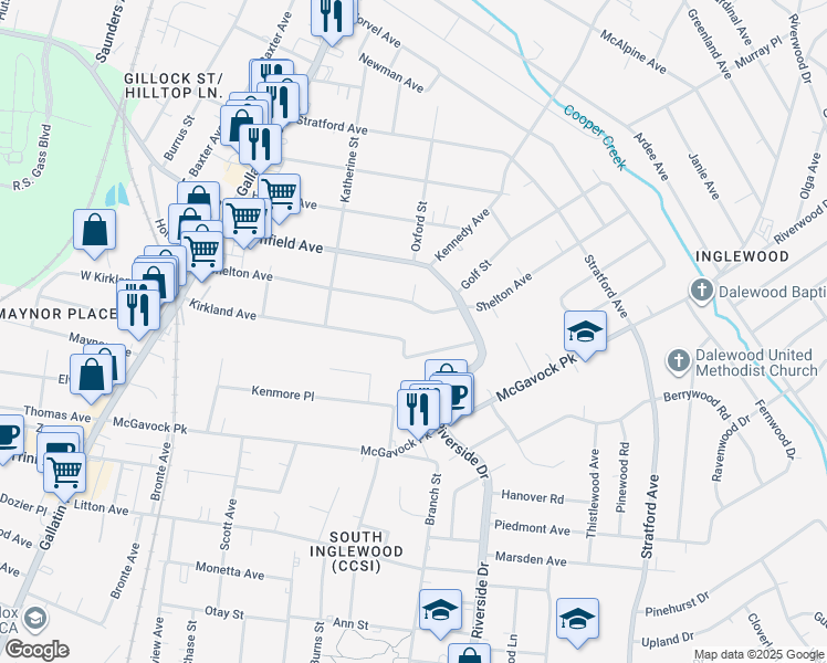 map of restaurants, bars, coffee shops, grocery stores, and more near 1305 Shelton Avenue in Nashville