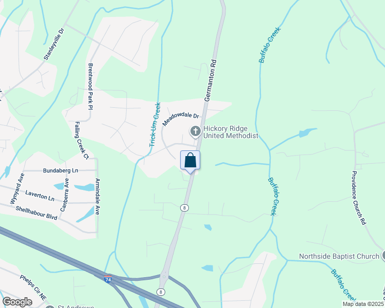 map of restaurants, bars, coffee shops, grocery stores, and more near 5968 Germanton Road in Winston-Salem