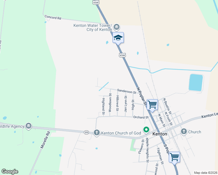 map of restaurants, bars, coffee shops, grocery stores, and more near 408 Sanderson Street in Kenton