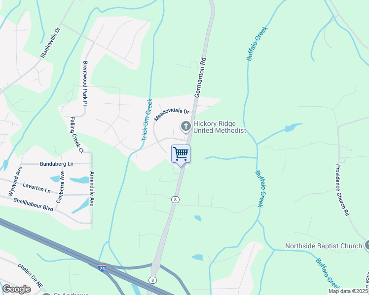 map of restaurants, bars, coffee shops, grocery stores, and more near 5968 Germanton Road in Winston-Salem