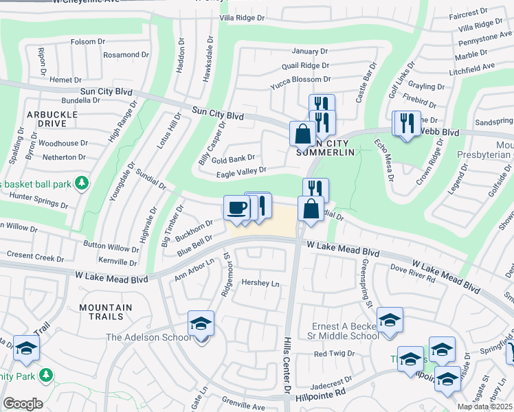 map of restaurants, bars, coffee shops, grocery stores, and more near 9500 Sundial Drive in Las Vegas