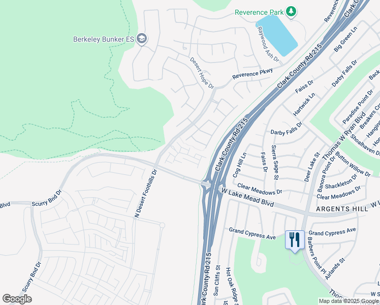 map of restaurants, bars, coffee shops, grocery stores, and more near Vandra Street in Las Vegas