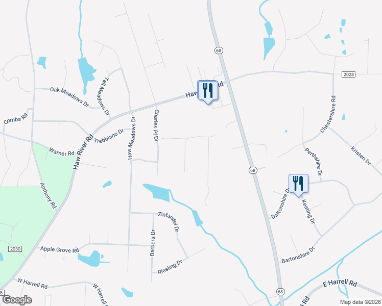 map of restaurants, bars, coffee shops, grocery stores, and more near 8011 Perlette Court in Kernersville