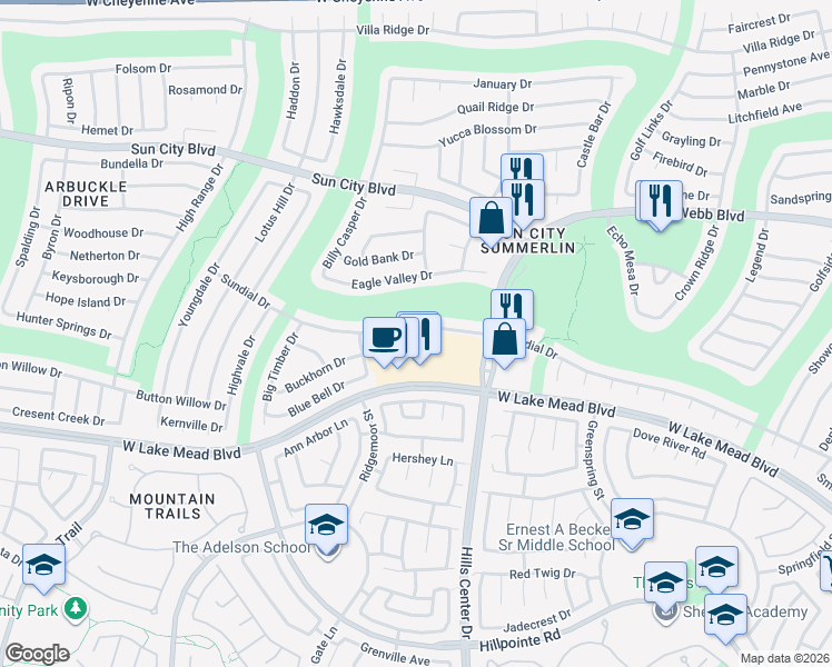 map of restaurants, bars, coffee shops, grocery stores, and more near 9500 Sundial Drive in Las Vegas