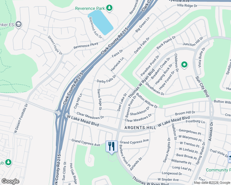 map of restaurants, bars, coffee shops, grocery stores, and more near 2601 Settlers Bay Lane in Las Vegas