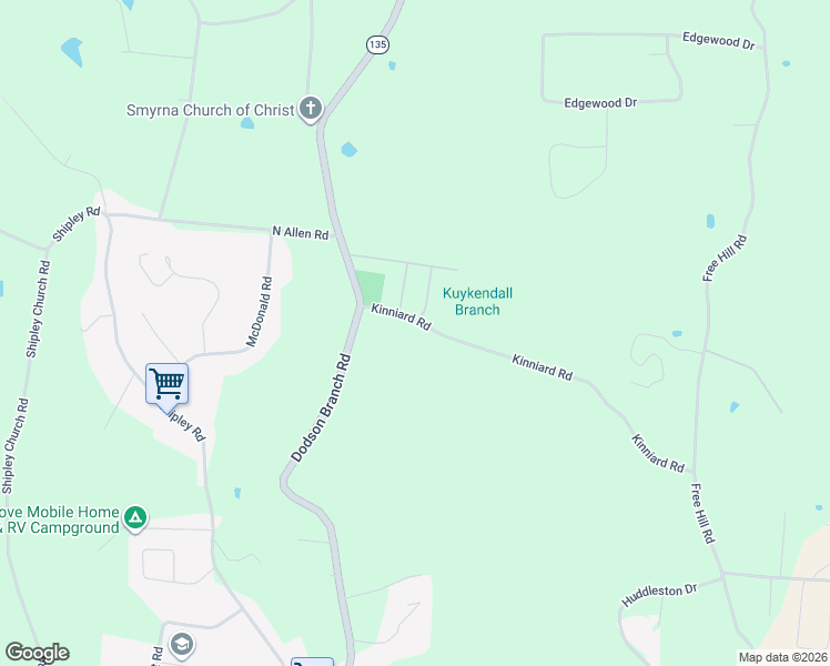 map of restaurants, bars, coffee shops, grocery stores, and more near 815 Kinniard Road in Cookeville
