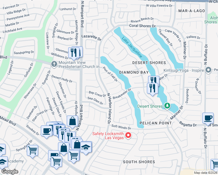 map of restaurants, bars, coffee shops, grocery stores, and more near 8252 Hilton Head Court in Las Vegas