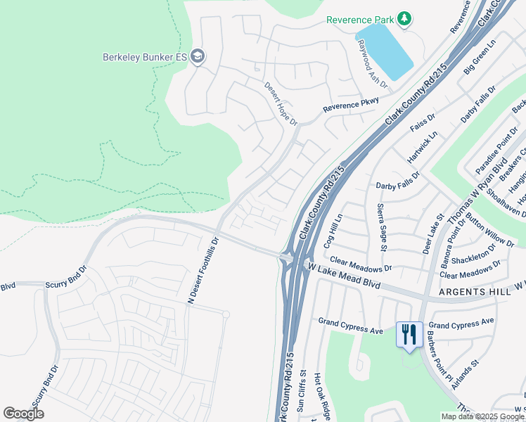 map of restaurants, bars, coffee shops, grocery stores, and more near Vandra Street in Las Vegas