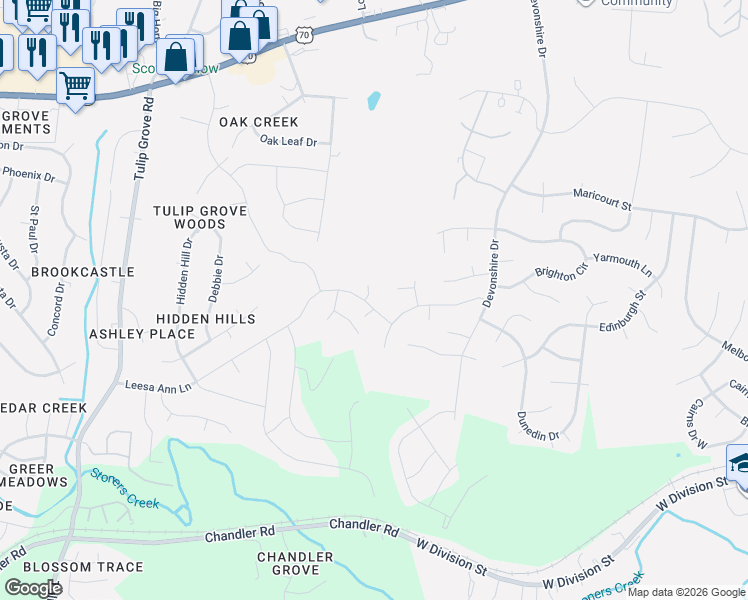 map of restaurants, bars, coffee shops, grocery stores, and more near 1008 Newcastle Court in Mt. Juliet