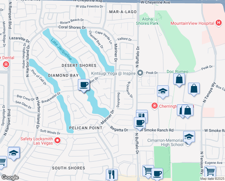 map of restaurants, bars, coffee shops, grocery stores, and more near 2604 Golden Sands Drive in Las Vegas