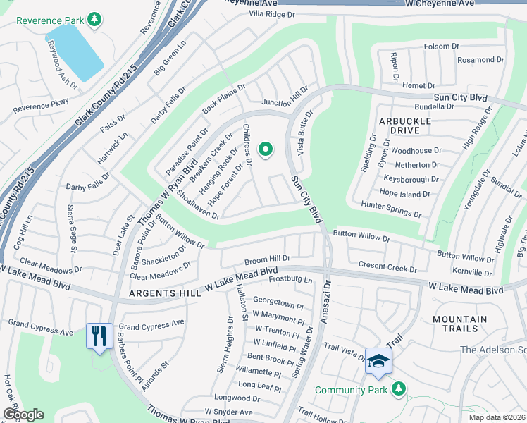map of restaurants, bars, coffee shops, grocery stores, and more near 2709 Childress Drive in Las Vegas