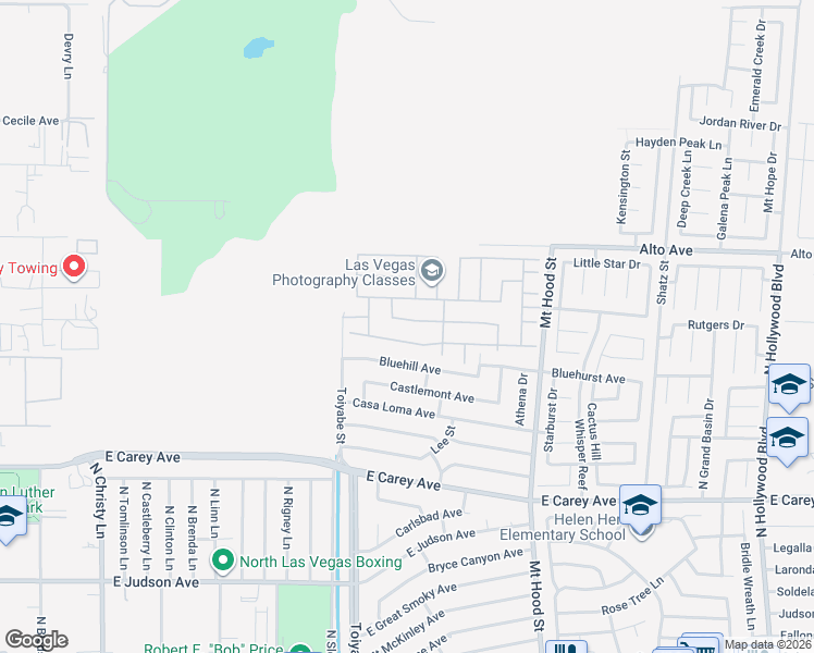 map of restaurants, bars, coffee shops, grocery stores, and more near 6018 Riflecrest Avenue in Las Vegas