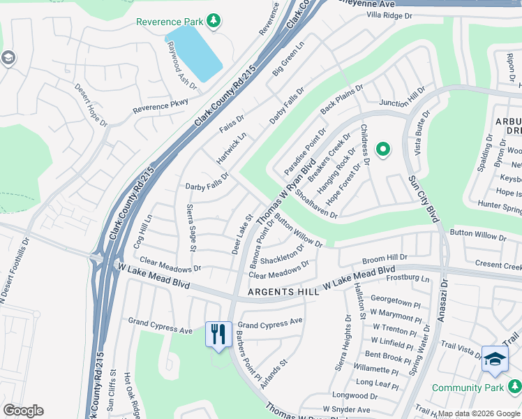 map of restaurants, bars, coffee shops, grocery stores, and more near 2620 Deer Lake Street in Las Vegas