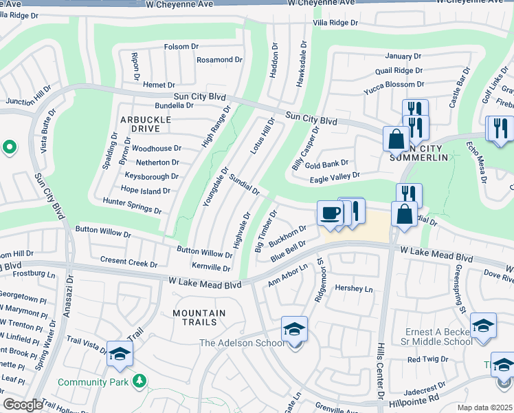 map of restaurants, bars, coffee shops, grocery stores, and more near 2636 Highvale Drive in Las Vegas