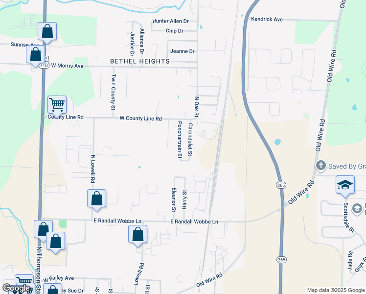 map of restaurants, bars, coffee shops, grocery stores, and more near 2730a Carondolet Street in Springdale