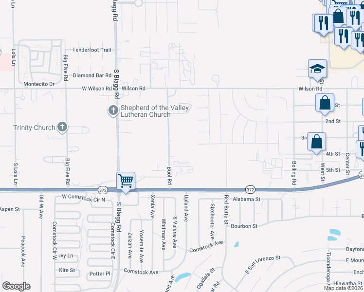map of restaurants, bars, coffee shops, grocery stores, and more near 781 Buol Road in Pahrump