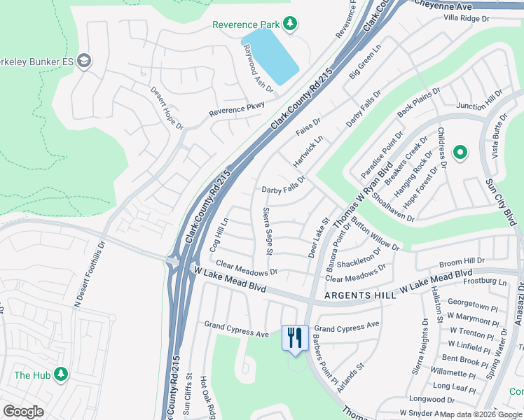 map of restaurants, bars, coffee shops, grocery stores, and more near 2609 Sierra Sage Street in Las Vegas