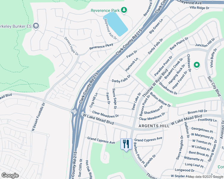 map of restaurants, bars, coffee shops, grocery stores, and more near 2609 Sierra Sage Street in Las Vegas
