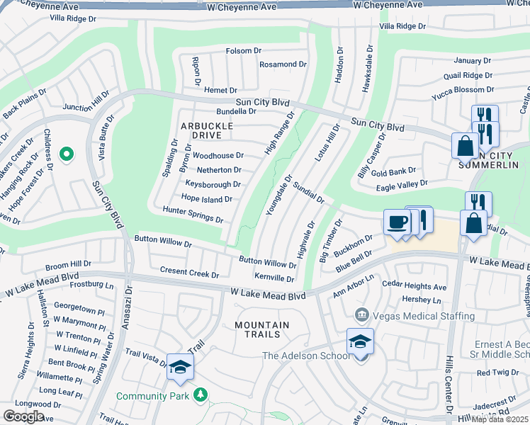 map of restaurants, bars, coffee shops, grocery stores, and more near 2624 Youngdale Drive in Las Vegas