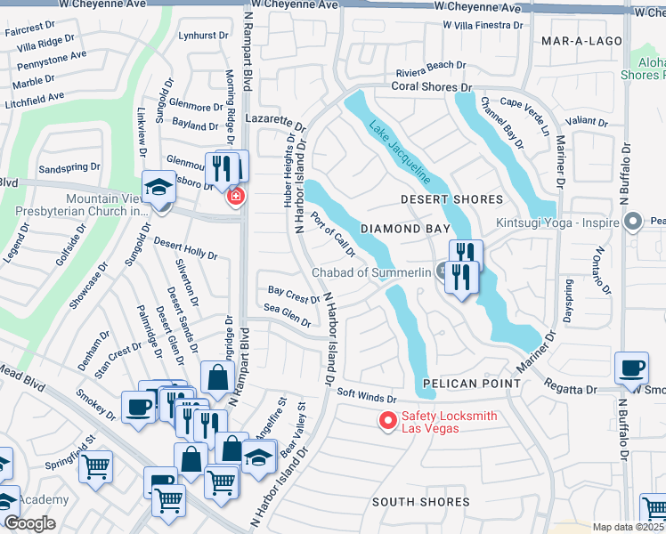 map of restaurants, bars, coffee shops, grocery stores, and more near 8249 Hilton Head Court in Las Vegas