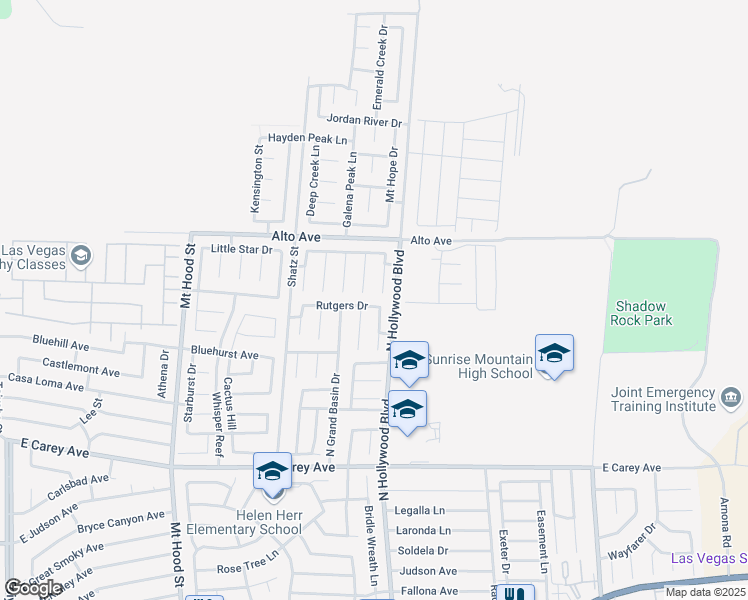 map of restaurants, bars, coffee shops, grocery stores, and more near 6664 Rutgers Drive in Las Vegas