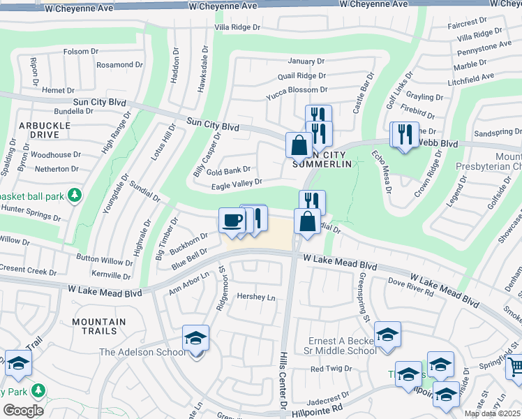 map of restaurants, bars, coffee shops, grocery stores, and more near 9500 Sundial Drive in Las Vegas