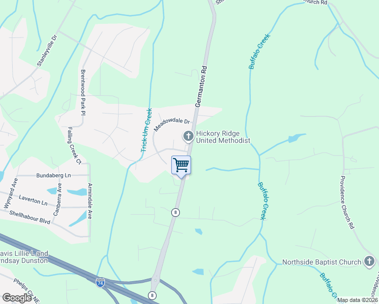 map of restaurants, bars, coffee shops, grocery stores, and more near 6001 Germanton Road in Winston-Salem