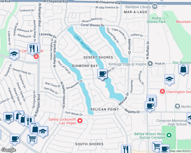 map of restaurants, bars, coffee shops, grocery stores, and more near 8109 Moonstone Circle in Las Vegas