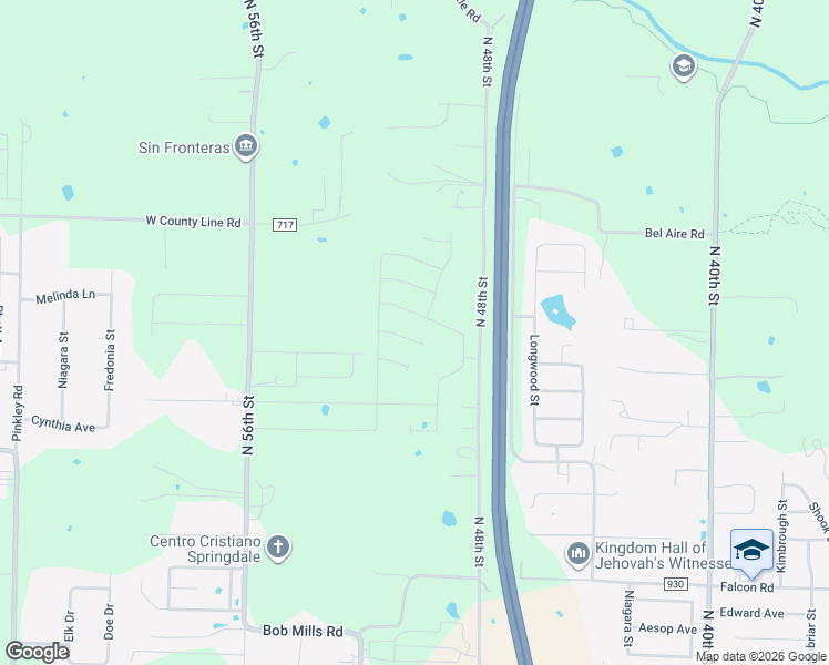map of restaurants, bars, coffee shops, grocery stores, and more near 2478 North 48th Street in Springdale