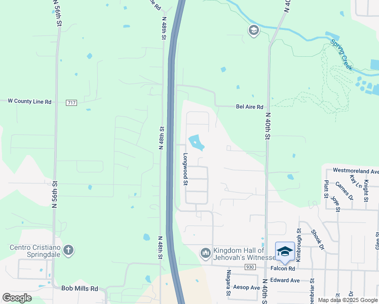 map of restaurants, bars, coffee shops, grocery stores, and more near 2547 Longwood St in Springdale