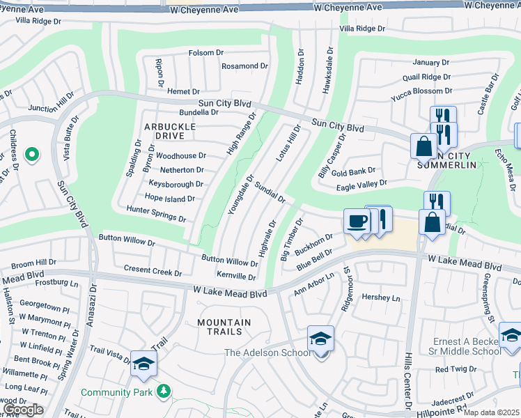 map of restaurants, bars, coffee shops, grocery stores, and more near 2621 Tumble Brook Drive in Las Vegas
