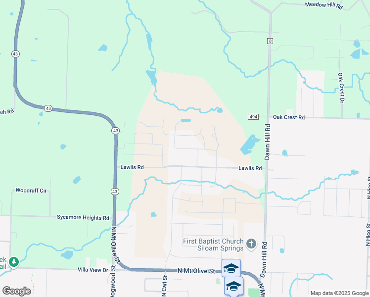 map of restaurants, bars, coffee shops, grocery stores, and more near 23098 Loren Dr. in Siloam Springs