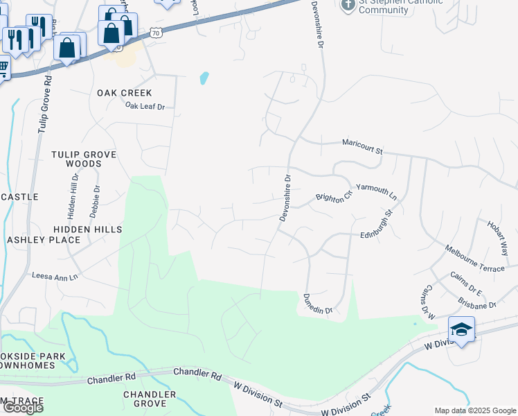 map of restaurants, bars, coffee shops, grocery stores, and more near 813 Raleigh Court in Mt. Juliet