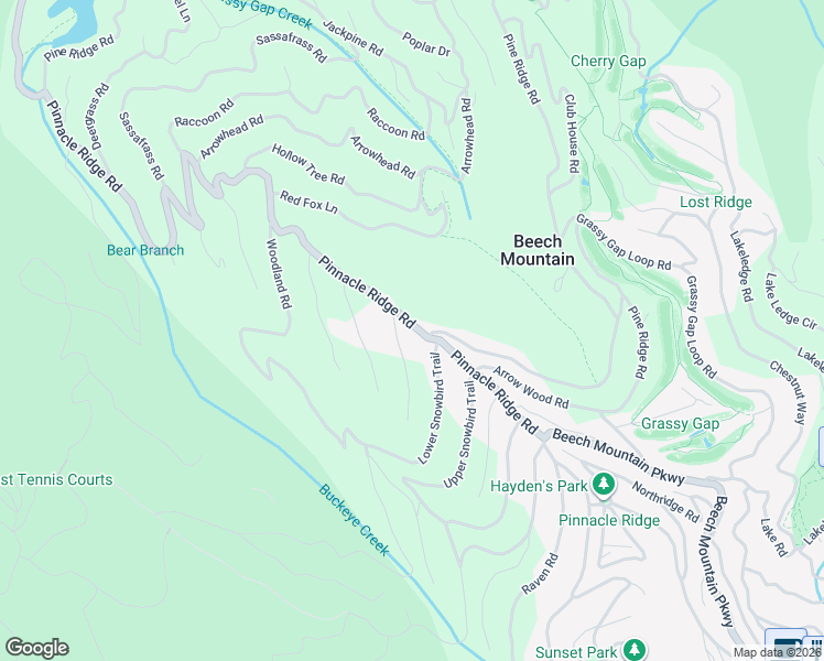 map of restaurants, bars, coffee shops, grocery stores, and more near 305 Pinnacle Ridge Road in Beech Mountain