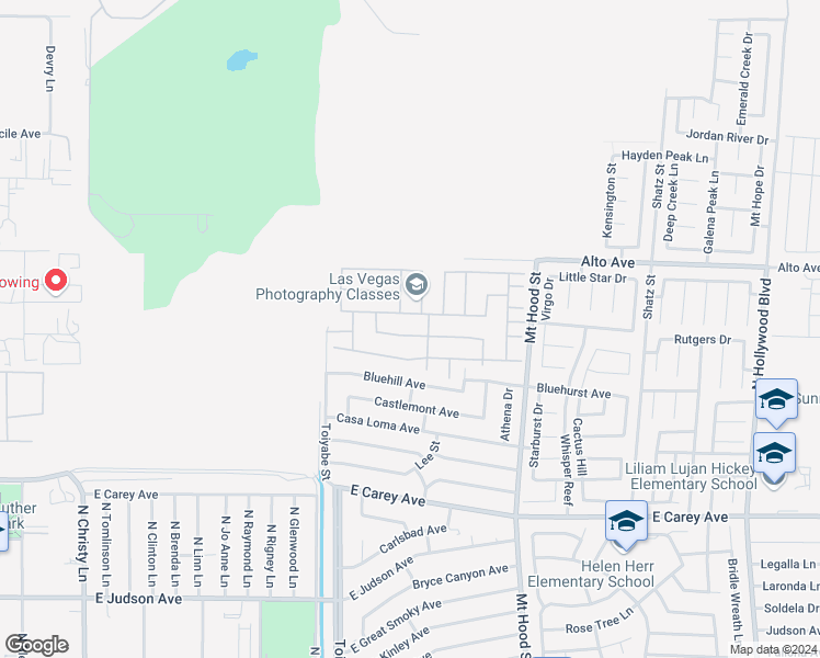 map of restaurants, bars, coffee shops, grocery stores, and more near 6064 Riflecrest Avenue in Las Vegas
