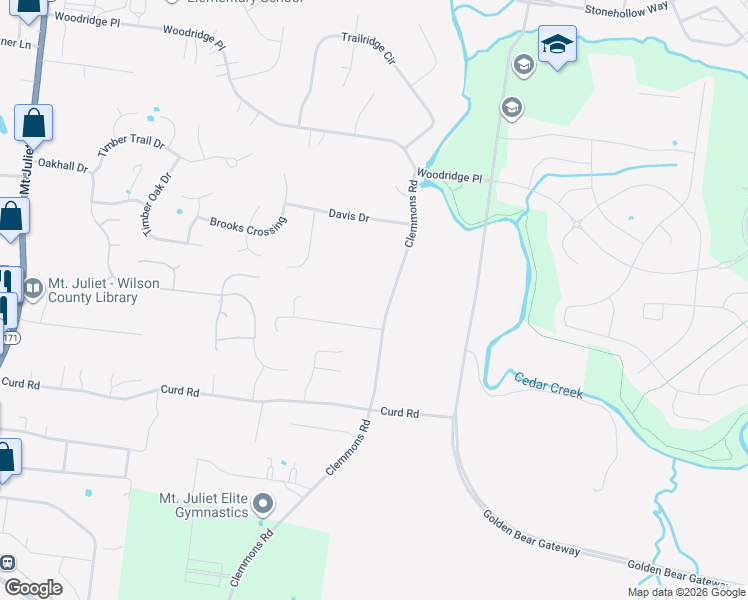 map of restaurants, bars, coffee shops, grocery stores, and more near 1193 Clemmons Road in Mt. Juliet