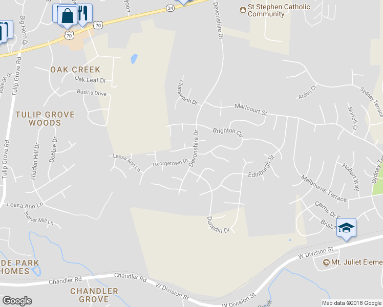 map of restaurants, bars, coffee shops, grocery stores, and more near 2320 Devonshire Dr in Old Hickory