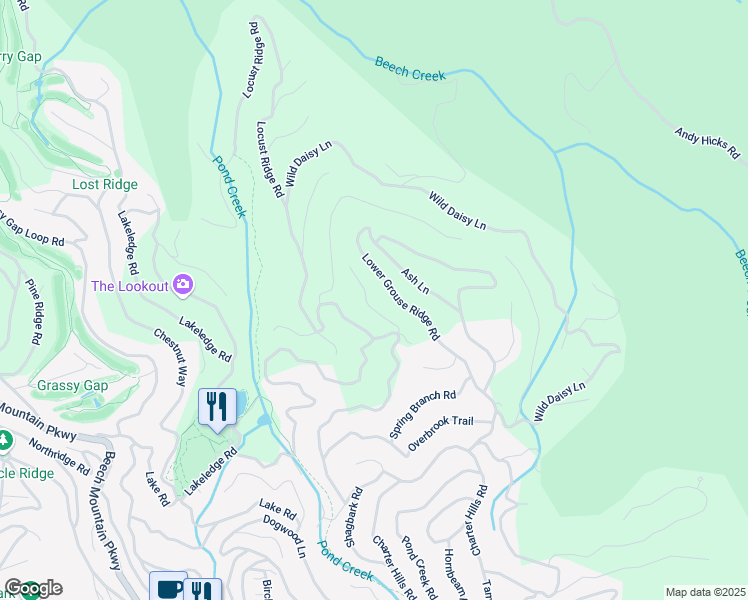 map of restaurants, bars, coffee shops, grocery stores, and more near 108 Heather Lane in Banner Elk