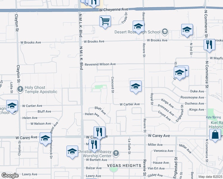 map of restaurants, bars, coffee shops, grocery stores, and more near 2657 Concord Street in North Las Vegas