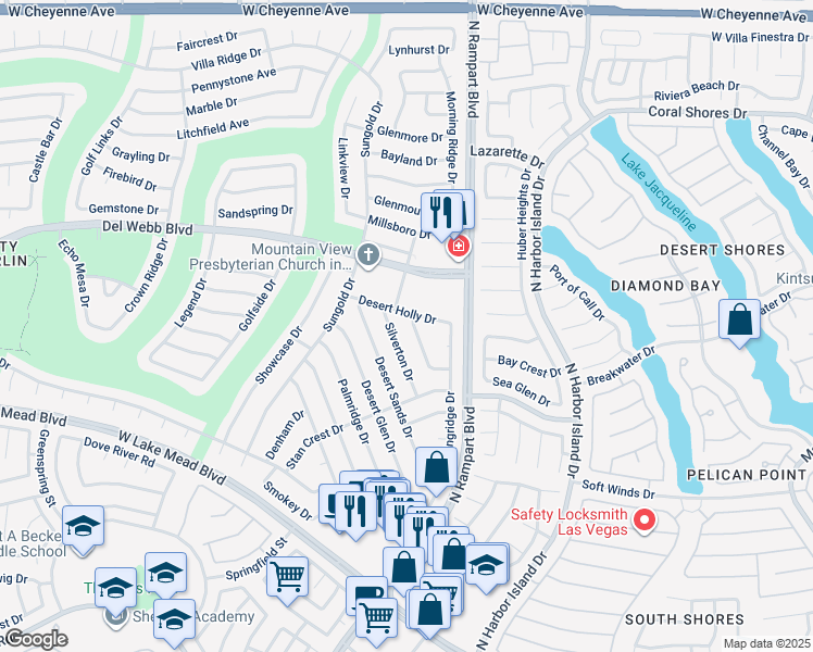 map of restaurants, bars, coffee shops, grocery stores, and more near 2645 Saltbush Drive in Las Vegas