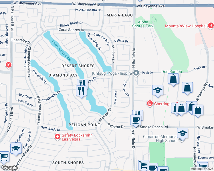 map of restaurants, bars, coffee shops, grocery stores, and more near 7820 Surfcrest Court in Las Vegas