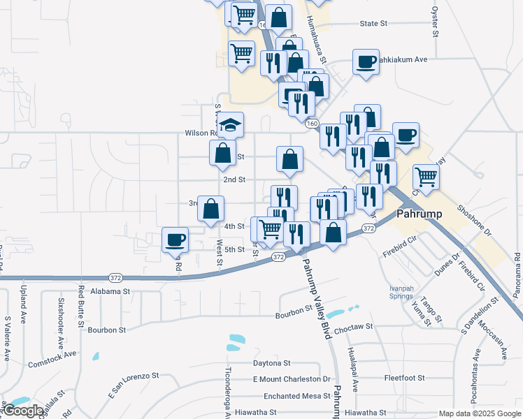 map of restaurants, bars, coffee shops, grocery stores, and more near 781 Center Street in Pahrump