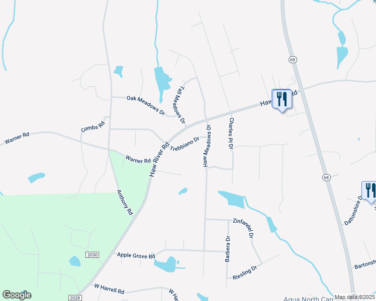 map of restaurants, bars, coffee shops, grocery stores, and more near 7595 Trebbiano Drive in Kernersville