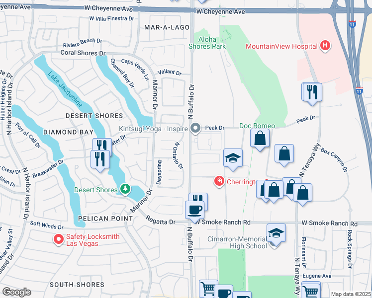 map of restaurants, bars, coffee shops, grocery stores, and more near 2636 Ohio Court in Las Vegas