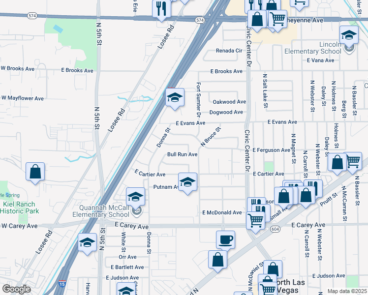 map of restaurants, bars, coffee shops, grocery stores, and more near 1115 Cold Harbor Drive in North Las Vegas