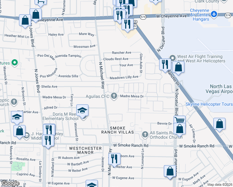 map of restaurants, bars, coffee shops, grocery stores, and more near 5303 Estornino Avenue in Las Vegas