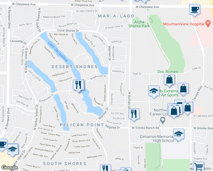 map of restaurants, bars, coffee shops, grocery stores, and more near 7820 Surfcrest Court in Las Vegas