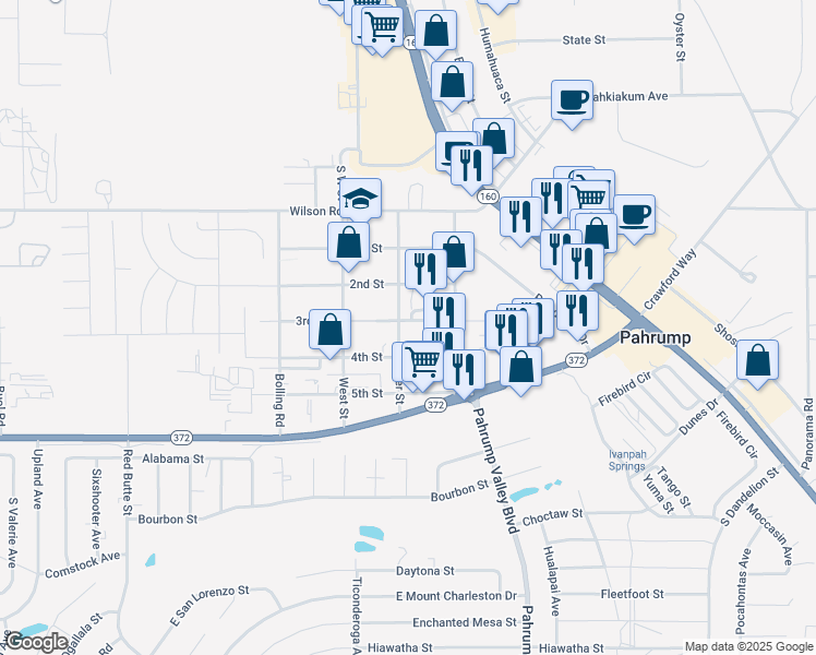 map of restaurants, bars, coffee shops, grocery stores, and more near 781 Center Street in Pahrump