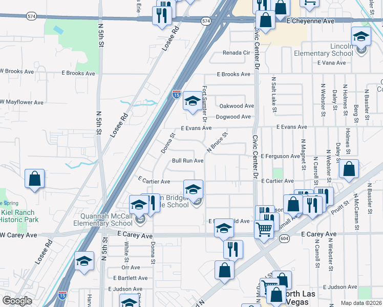 map of restaurants, bars, coffee shops, grocery stores, and more near 1117 Cold Harbor Drive in North Las Vegas