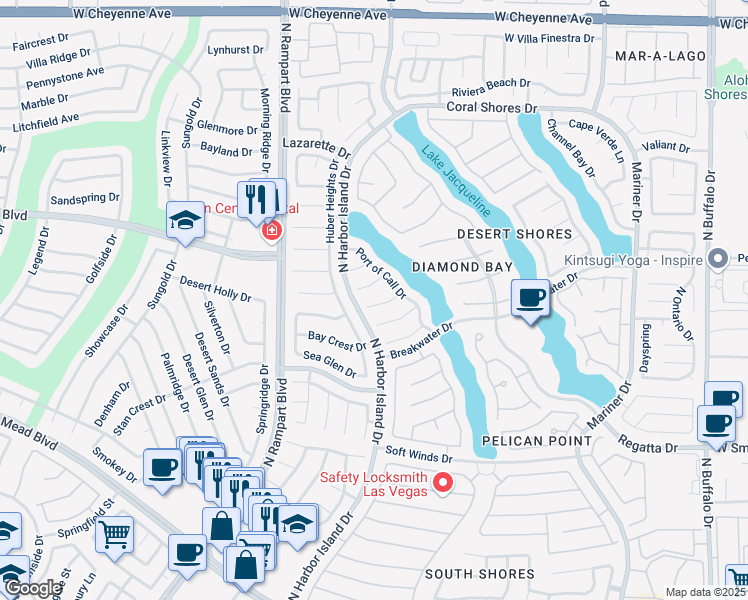 map of restaurants, bars, coffee shops, grocery stores, and more near 8252 Hilton Head Court in Las Vegas